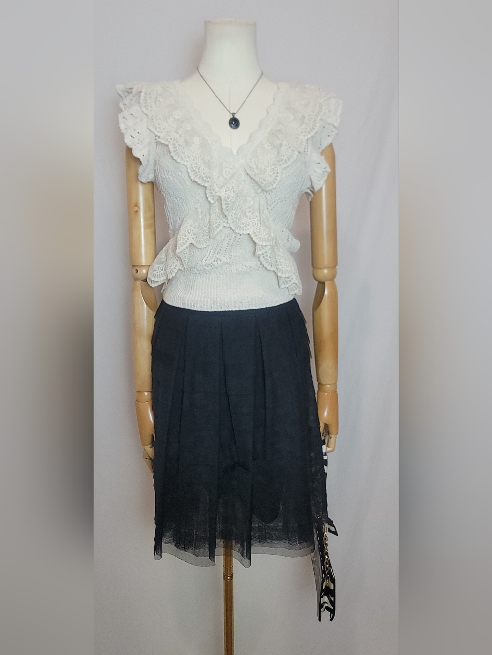 BCBG Max Azria Black Alegra Bias Tiered NST3C712/SK161 Skirt Size Small